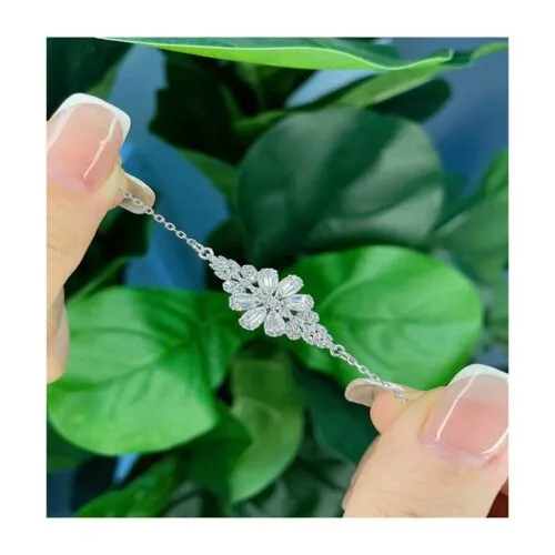 خرید دستبند نقره زنانه طرح گل جواهری Gt-106
