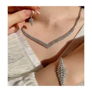 سرویس نقره زنانه طرح جواهری قالب طلا RO-604