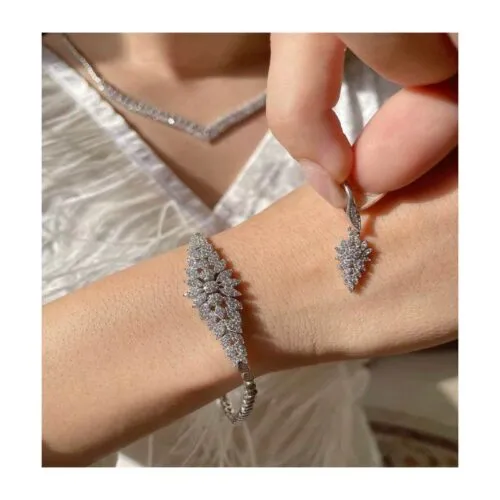 خرید سرویس نقره زنانه طرح جواهری قالب طلا Sa-104