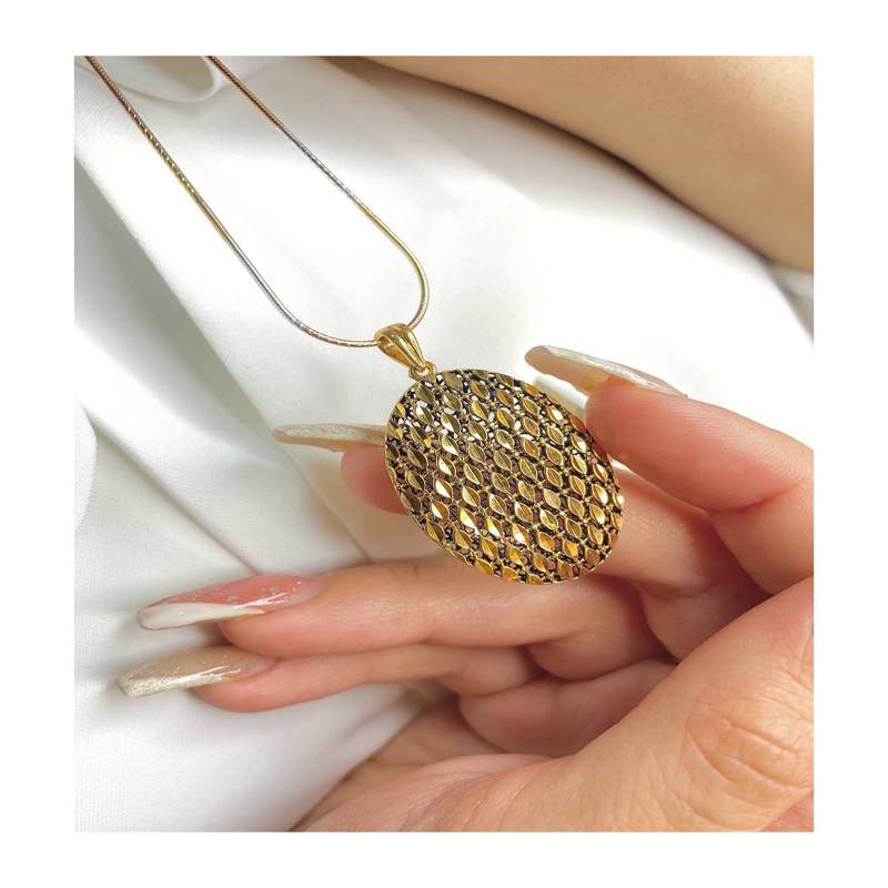 خرید پلاک نقره زنانه مشابه طلا بیضیRO-401