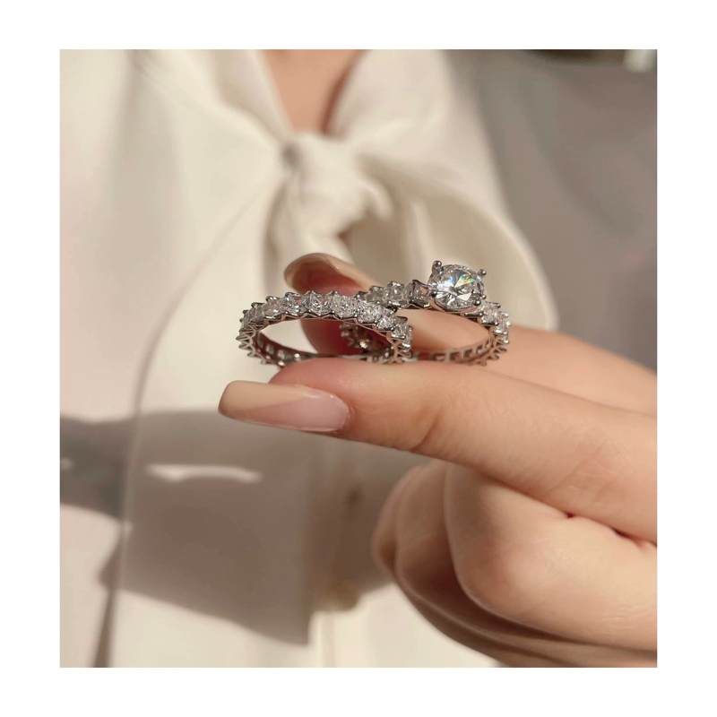 خرید حلقه و پشت حلقه نقره زنانه نگین دار Gt-102