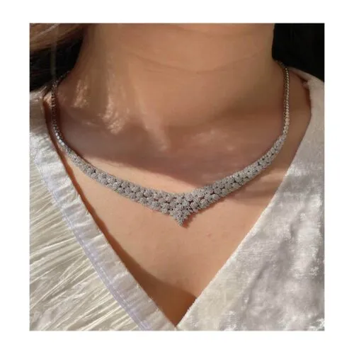 گردنبند نیم ست نقره زنانه نگین دار Sa-100