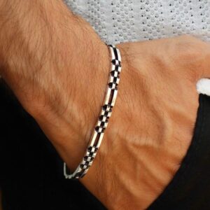 دستبند نقره مردانه وارداتی RO902