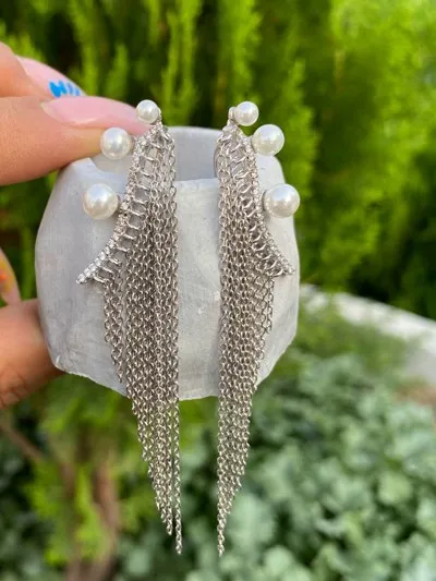 گوشواره جواهری وارداتی لوکس R-616 گوشواره اویز نقره زنانه