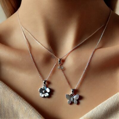 گردنبند نقره دخترانه مینیمال دم وال R645 خرید گردنبند نقره دخترانه