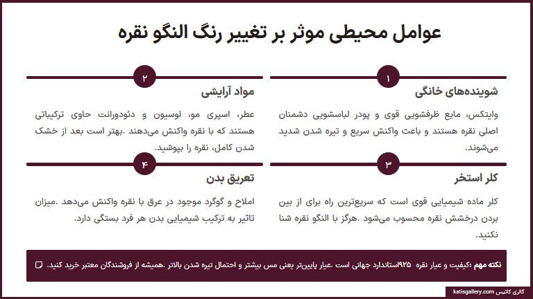 عوامل محیطی سیاه شدن النگو نقره