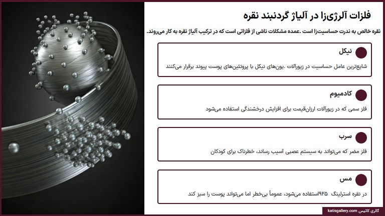 حساسیت به گردنبند نقره | علائم، دلایل، پیشگیری و درمان کامل فلزات آلرژیزا در گردنبند نقره