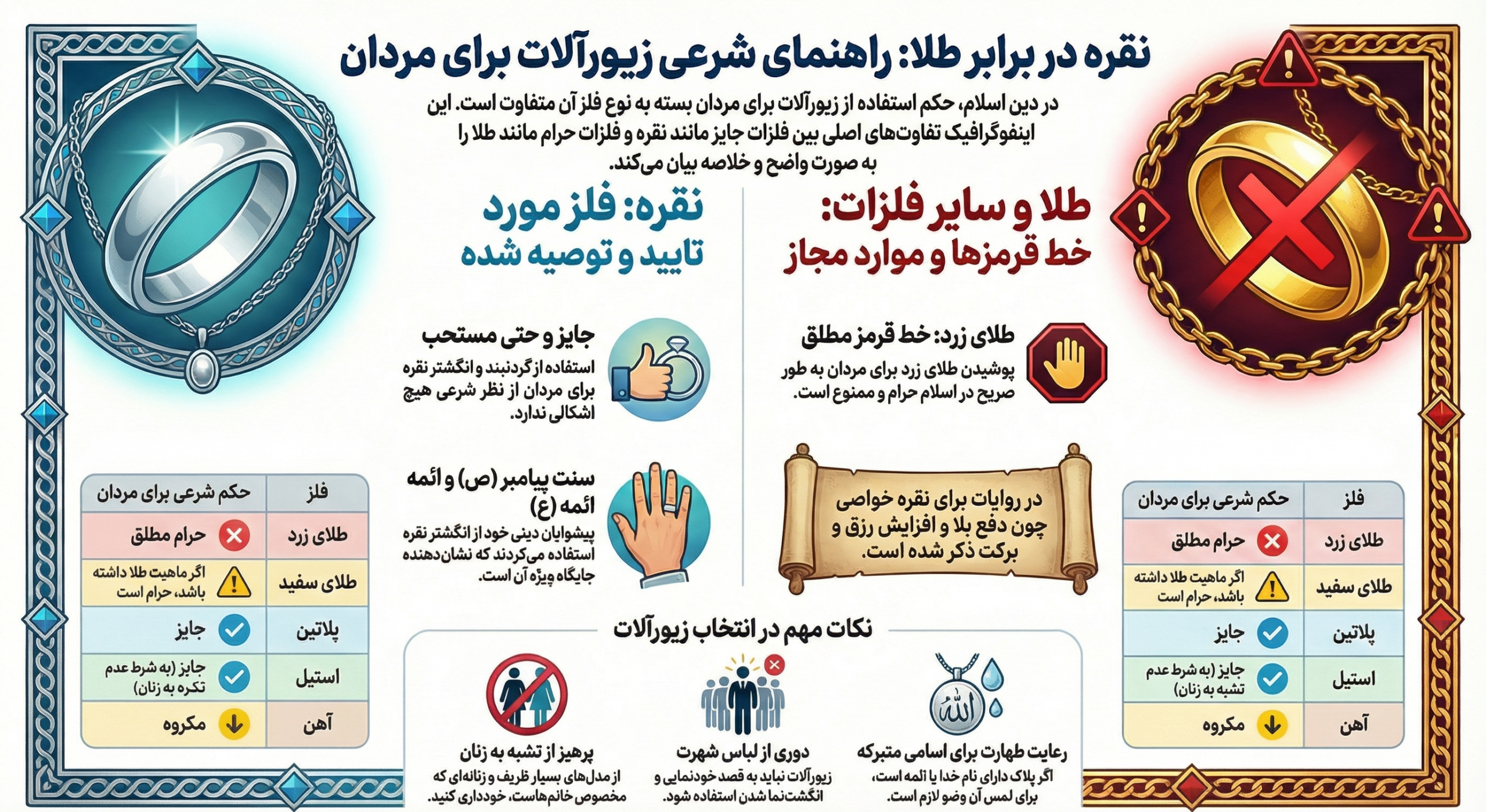 آیا گردنبند نقره برای مردان جایز است؟ کشف حکم حکم گردنبند نقره برای مردان