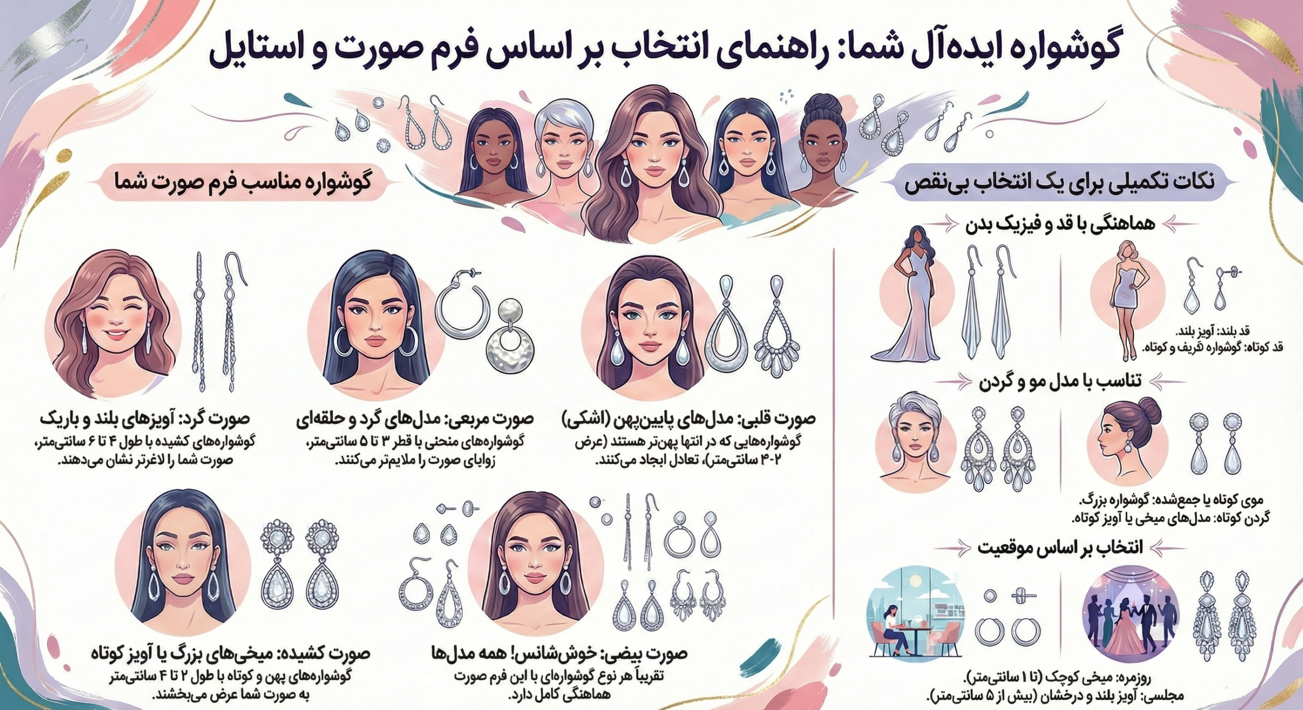 انتخاب گوشواره نقره با توجه به فرم صورت و رنگ پوست انتخاب گوشواره نقره بر اساس فرم صورت