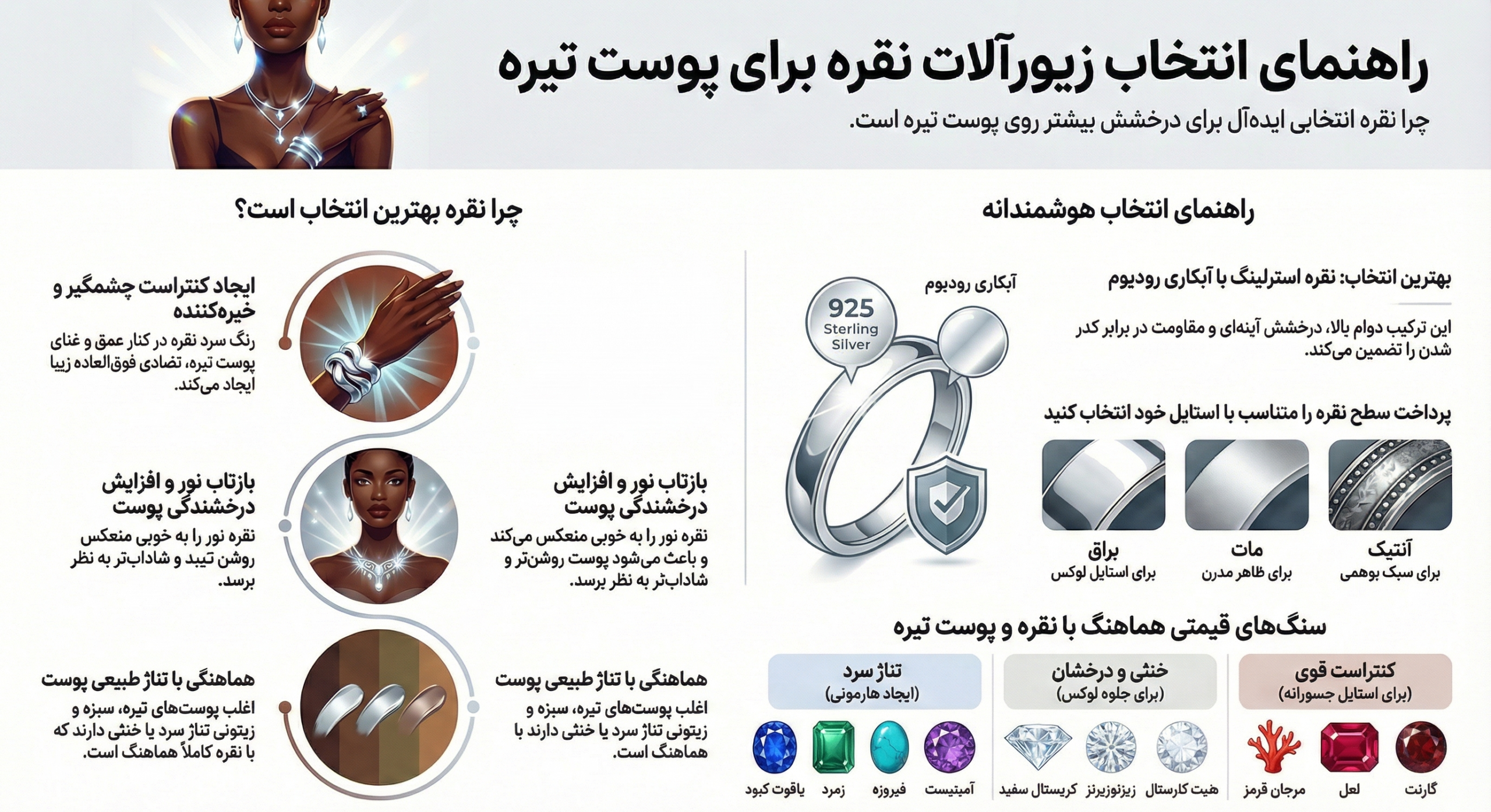 زیور آلات نقره برای پوست تیره