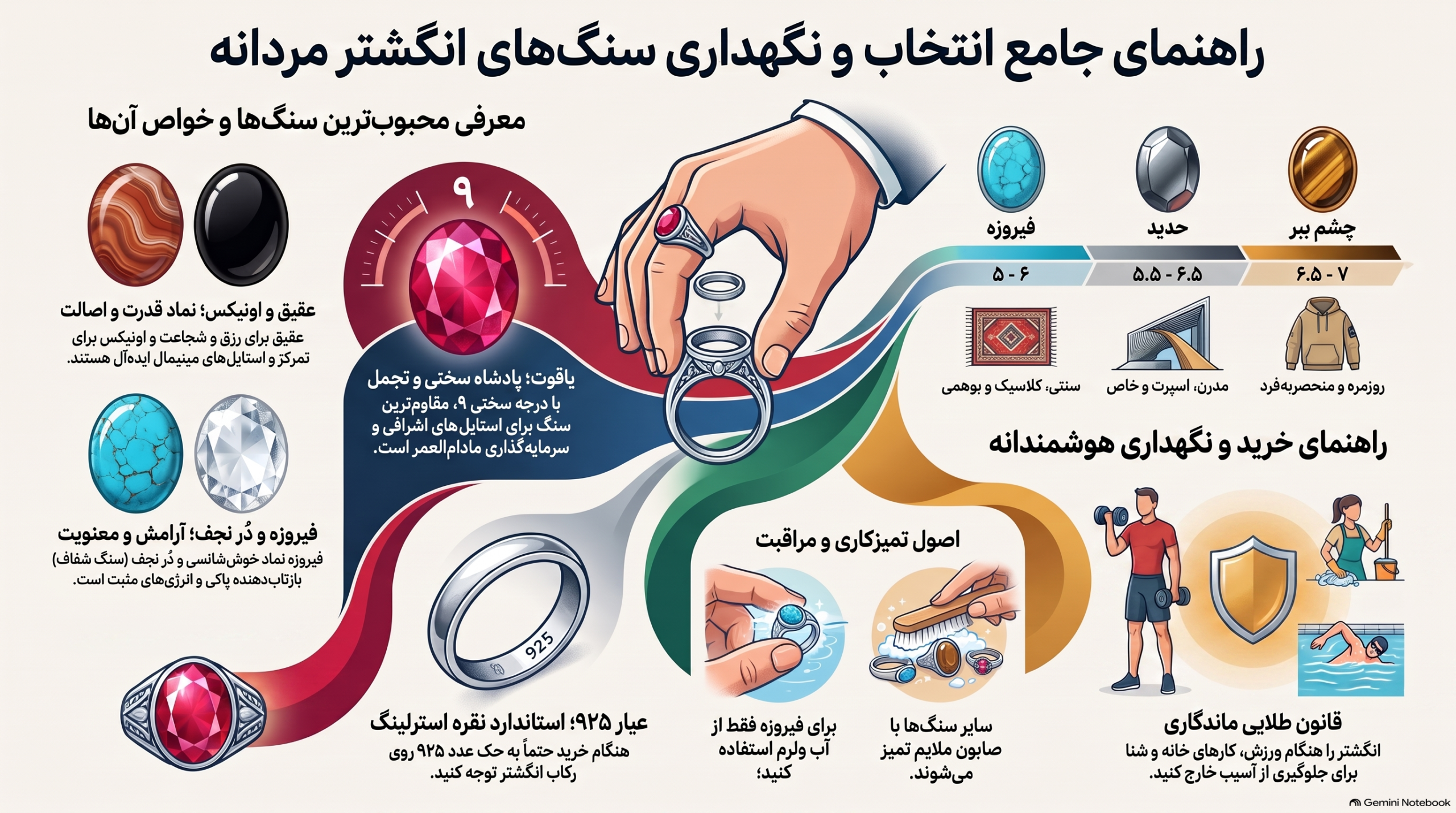 بهترین سنگها برای انگشتر نقره مردانه؛ از عقیق تا اونیکس و حدید بهترین سنگها برای انگشتر نقره مردانه؛ از عقیق تا اونیکس و حدید