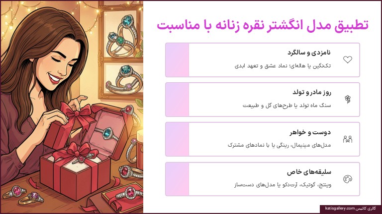 انگشتر نقره زنانه برای هدیه