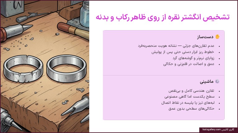تشخیص انگشتر نقره دست ساز و ماشینی