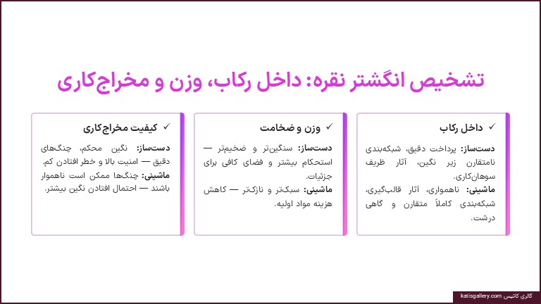 تشخیص انگشتر نقره دست ساز و ماشینی