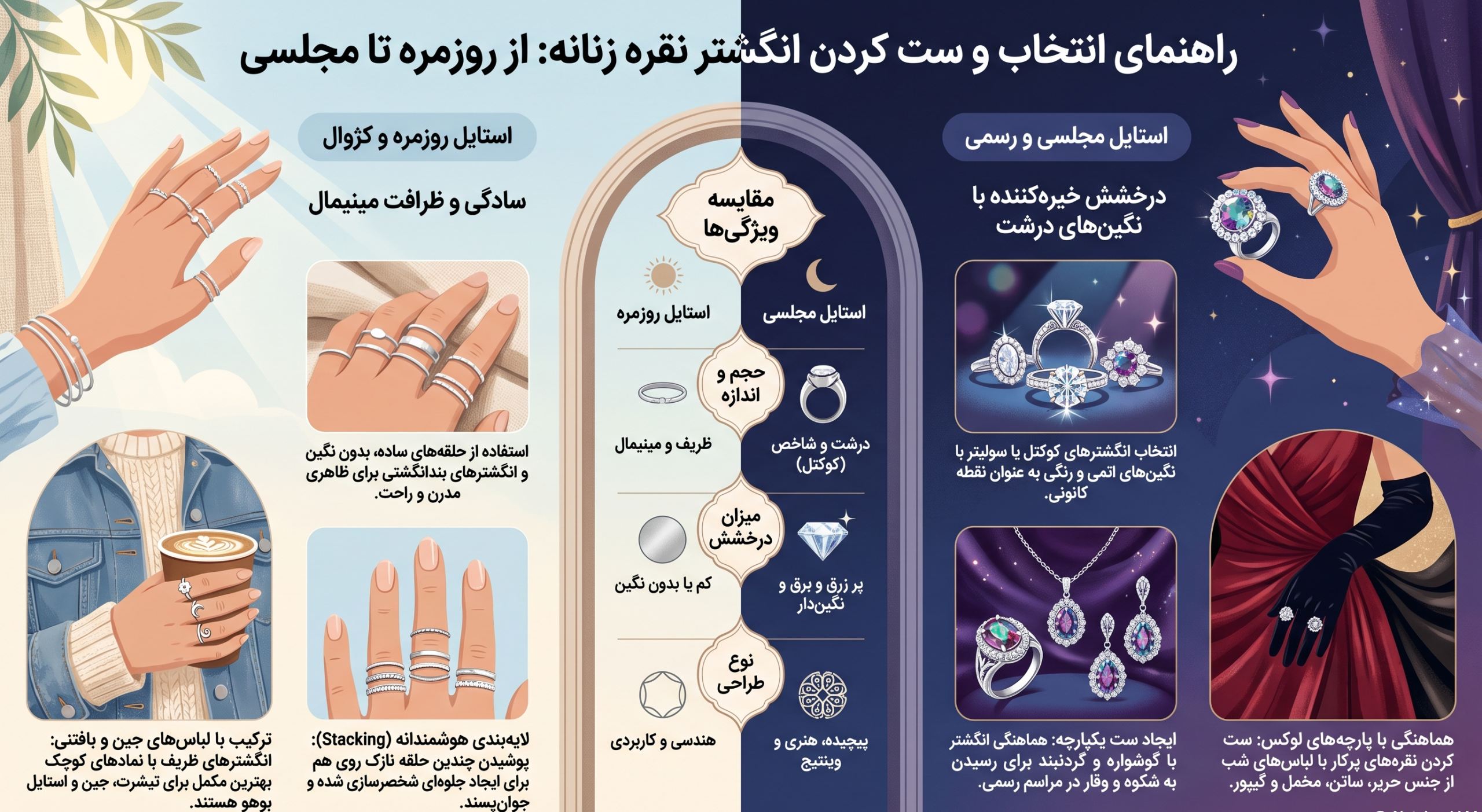 راهنمای ست انگشتر نقره زنانه