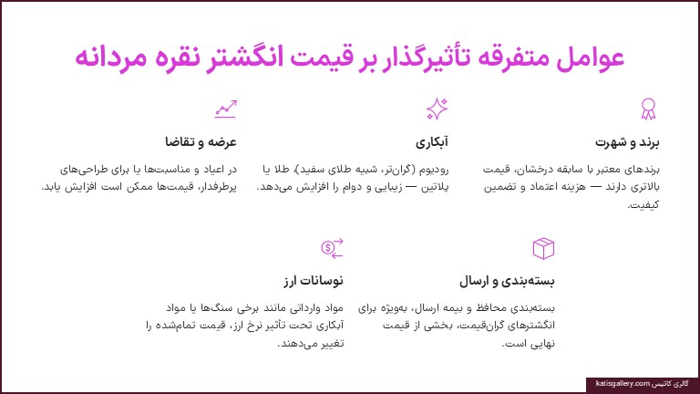 عوامل موثر بر قیمت انگشتر نقره مردانه | راهنمای کامل قیمتگذاری قیمت انگشتر نقره مردانه