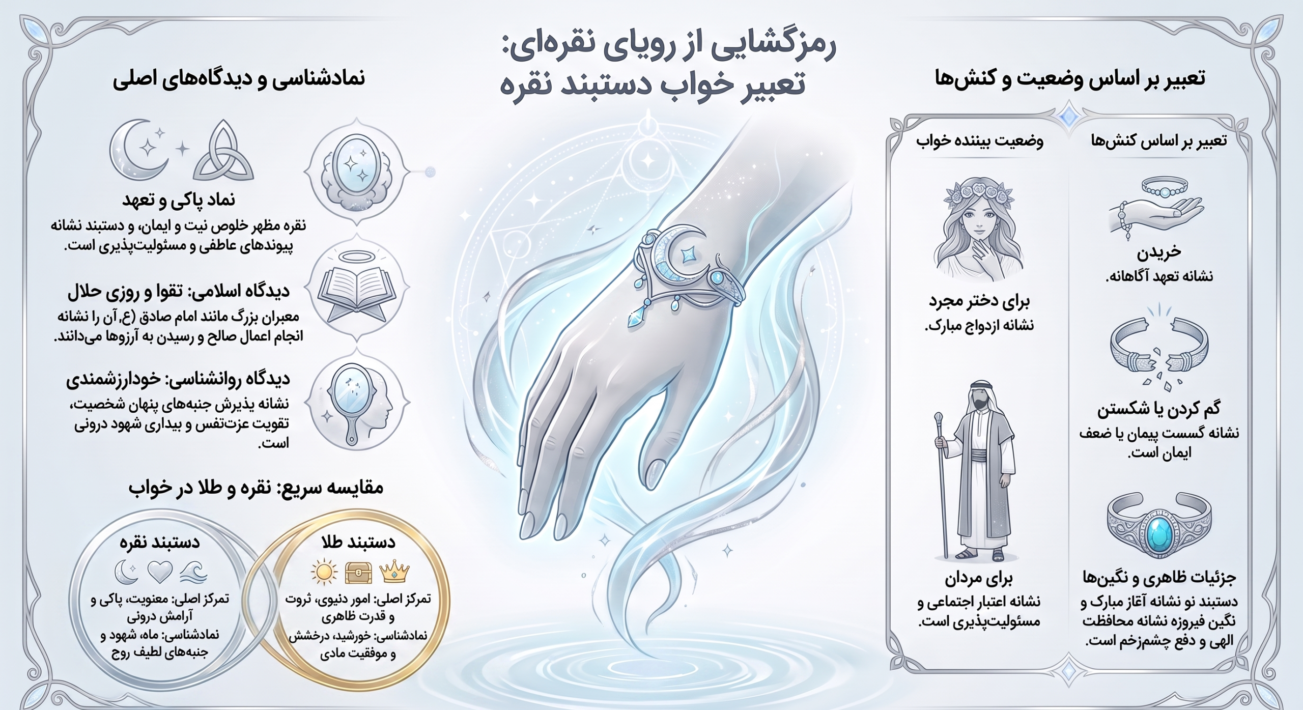 تعبیر خواب دستبند نقره؛ معنی دیدن دستبند نقره در خواب چیست؟ تعبیر خواب دستبند نقره؛ معنی دیدن دستبند نقره در خواب چیست؟