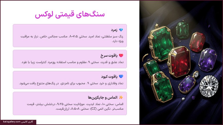 سنگ های قیمتی برای نگین انگشتر نقره زنانه
